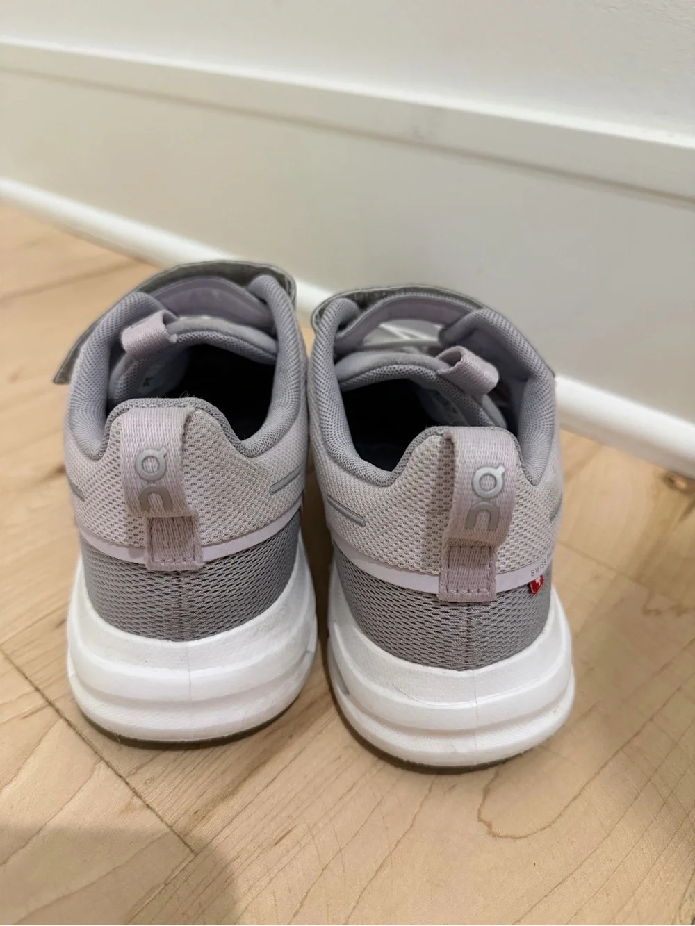Kids Lightweight Gray and Pale Purple Athletic Sneakers with Hook-and-Loop Strap